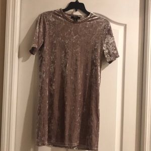 Beige Velvet T-Shirt Dress